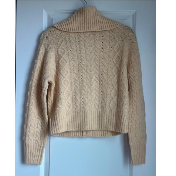 J.Crew Collared Cable Knit Cardigan Sweater in Aged Parchment, Size Small - Picture 3 of 9